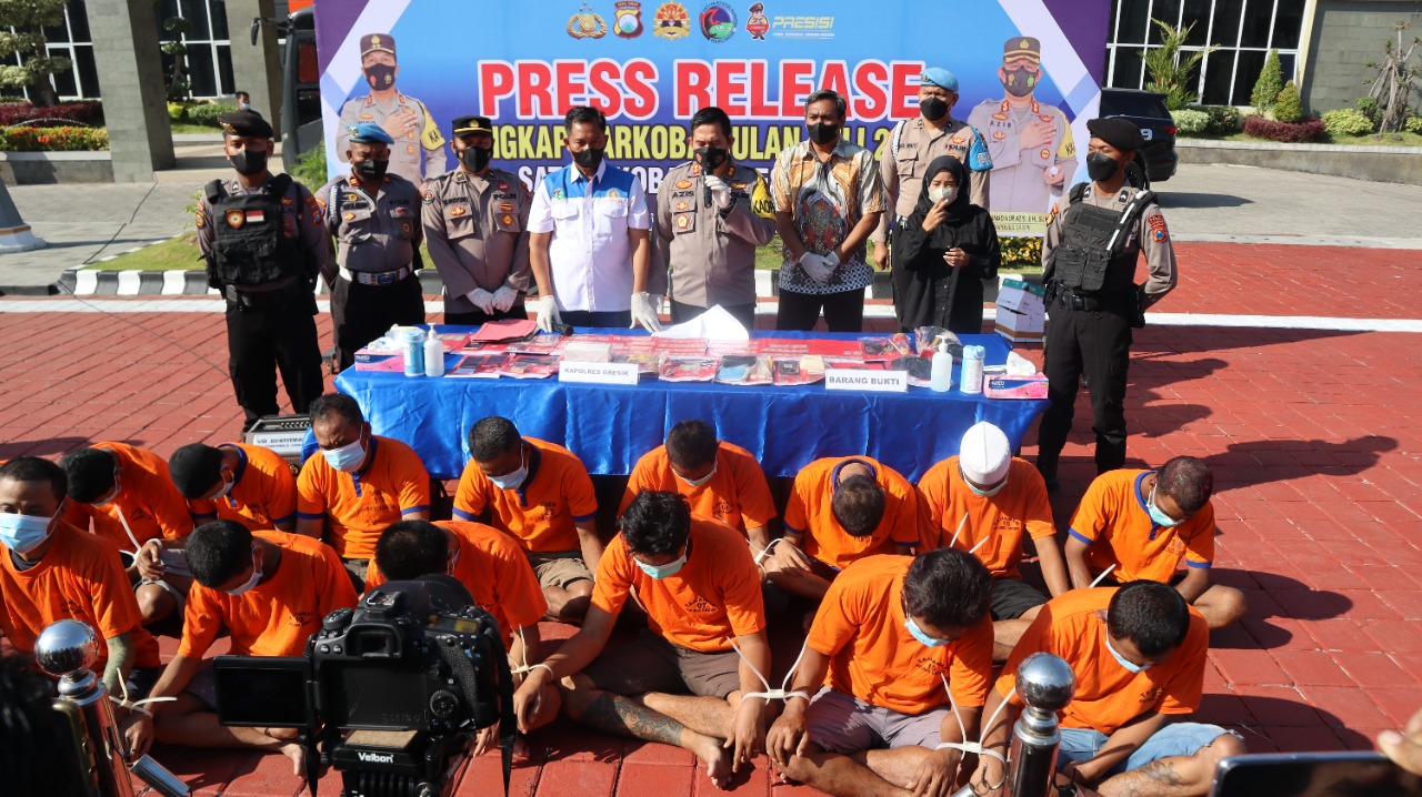 Polres Gresik Berhasil Amankan 16 Tersangka Narkoba