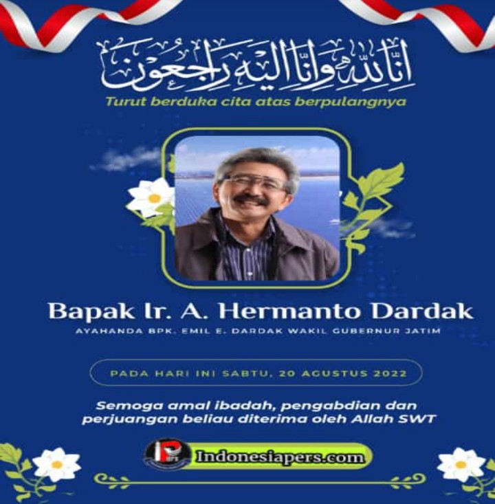 Segenap Jajaran Dewan Redaksi Media Indonesia Pers Turut Berduka Cita, Atas Kepergian Achmad Hermanto Dardak